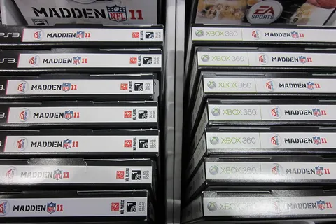 Boxes of Madden NFL 11 for the PS3 & Xbox 360 at Costco Warehouse no. 475 in South San Francisco, California.