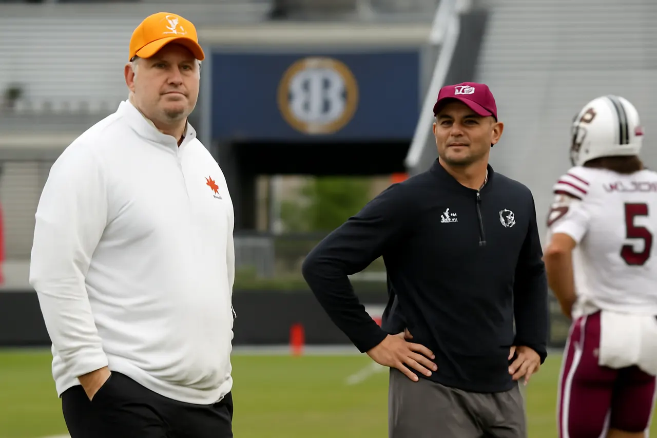 Grounded editorial scene illustrating As the 2026 college football season approaches, all 16 SEC coaches are evaluated for job security, with Shane Beamer of South Carolina notably on the hottest seat.