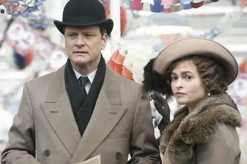 Colin Firth and Helena Bonham Carter filming The King's Speech at Queen Street Mill Textile Museum .