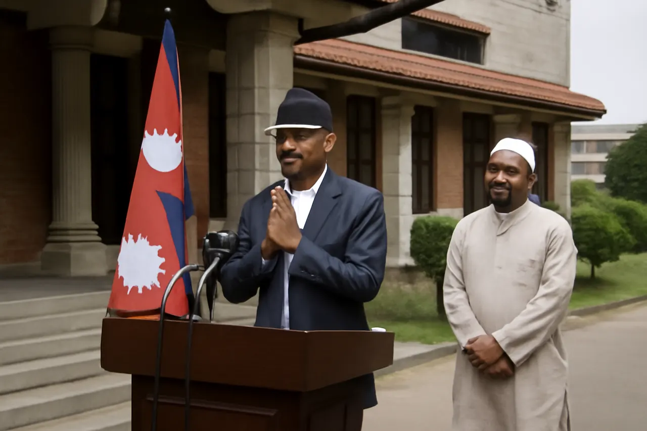 Grounded editorial scene illustrating Following deadly unrest between Hindu and Muslim communities in southern Nepal, Prime Minister Balendra Shah urges peace and unity in his first major public address since taking office.