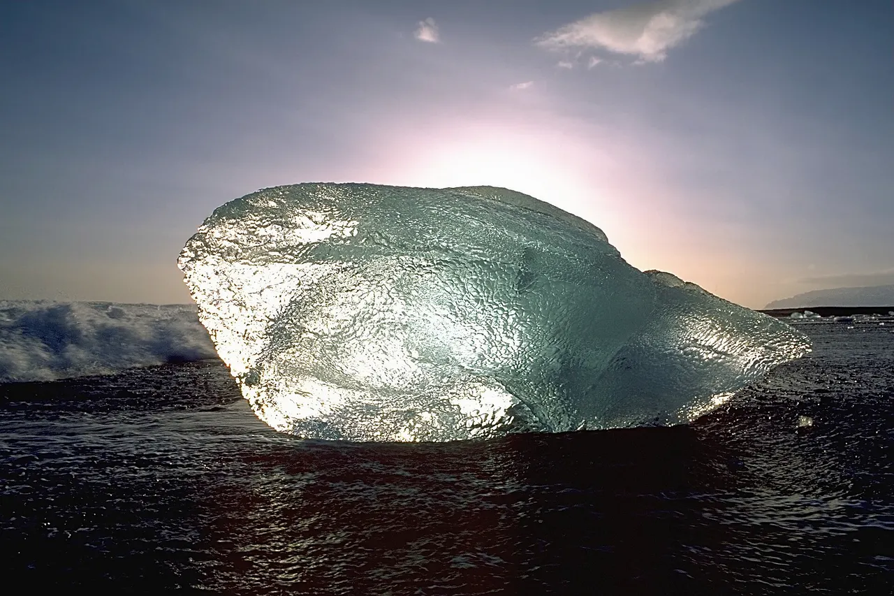 Ice block at beach near Jökulsárlón , Iceland. See the URL below how the image was shot ...