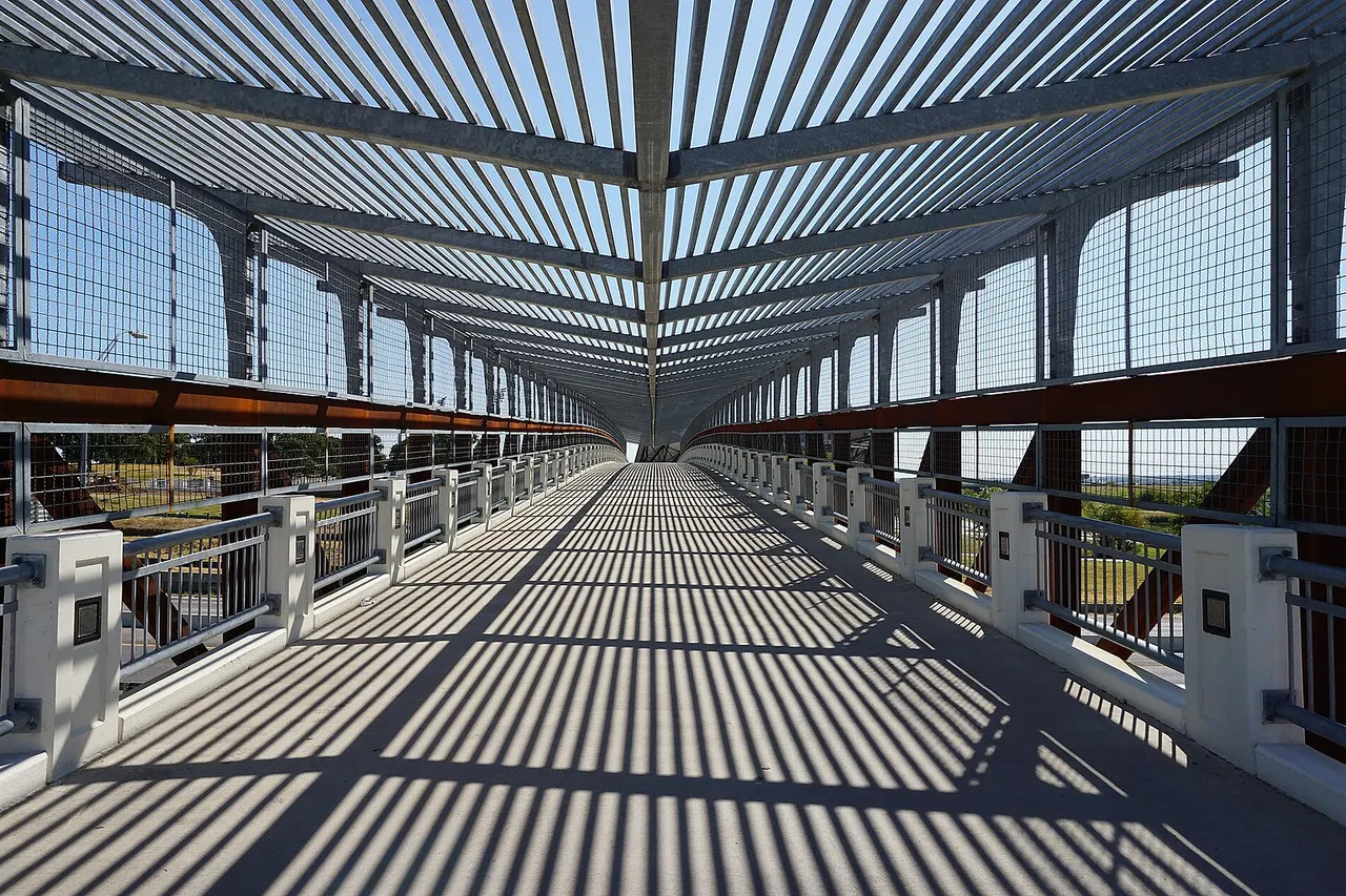 The pedestrian bridge on the campus of the University of North Texas in Denton , Texas ( United States ).
