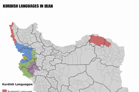 map of kurdish language