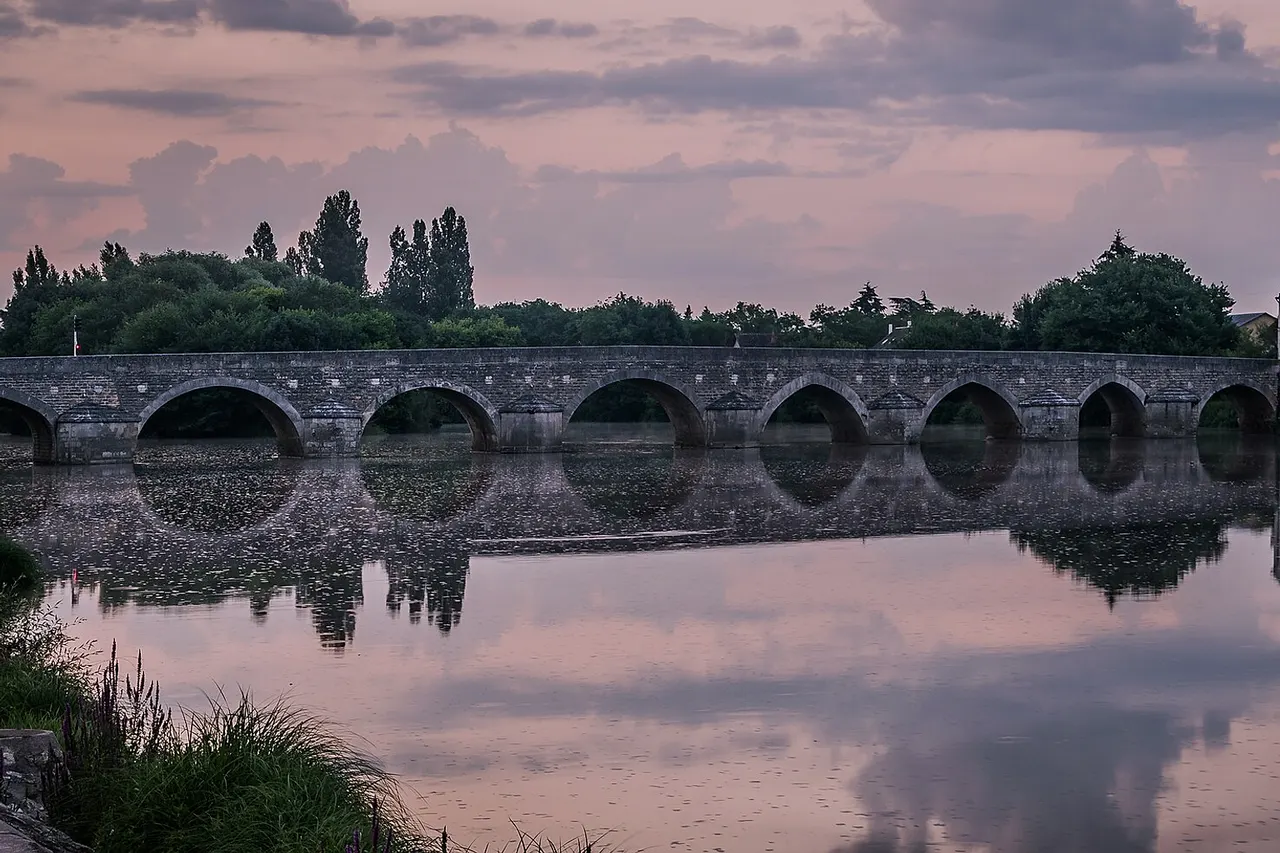 Bridges over the Cher river in Montrichard, Loir-et-Cher, France