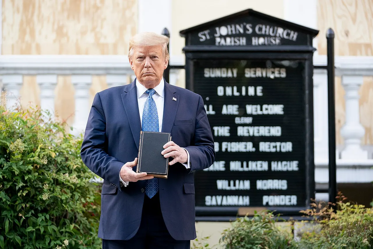 President Donald J. Trump walks from the White House Monday evening, June 1, 2020, to St. John’s Episcopal Church, known as the church of Presidents’s, that was damaged by fire during demonstrations in nearby LaFayette Square Sunday evening. (Official White House Photo by Shealah Craighead)