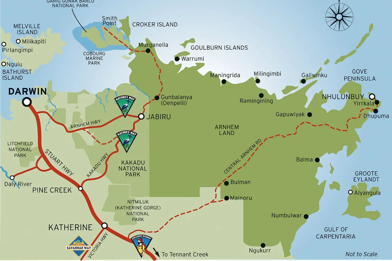 Map of Arnhem Land, Northern Territory