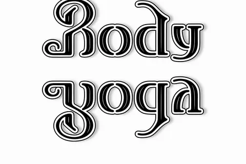 Ambigram Body / Yoga . Mirror symmetry (horizontal axis).