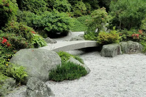 Tenshin-en, Japanese garden at the Museum of Fine Arts, Boston, Massachusetts, USA.