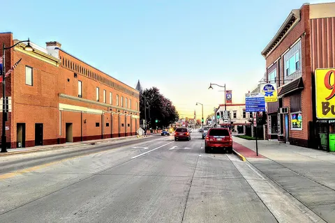 Downtown Beaver Dam, Wisconsin looking East down front street