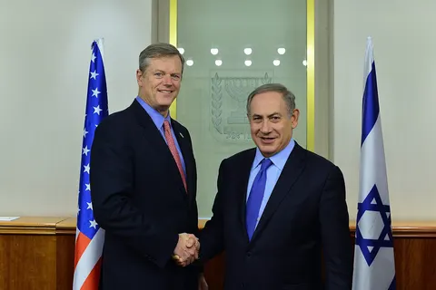 Governor Charlie Baker met on Monday, December 12, with Israeli Prime Minister Benjamin Netanyahu to to discuss the strong and unique relationship between Israel and Massachusetts. The meeting took place during the Baker-Polito Administration's Economic Development Mission to Israel.