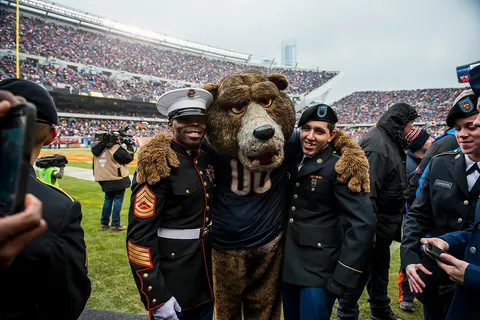 Military service members participated in various ceremonies and activities during a Chicago Bears game a few days after Veterans Day designated to honor troops at Soldier Field in Chicago, Nov. 16. (U.S. Army photo by Sgt. 1st Class Michel Sauret)