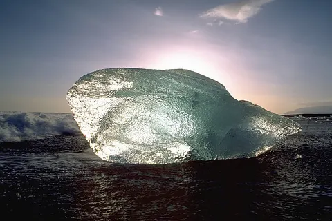 Ice block at beach near Jökulsárlón , Iceland. See the URL below how the image was shot ...