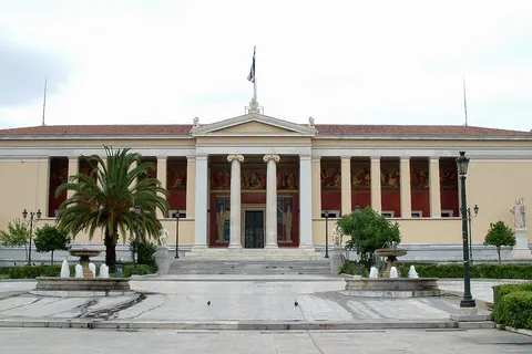 The main building of the National and Kapodistrian University of Athens (Πρυτανεία Πανεπιστημίου ΑΘηνών) Located in downtown Athens