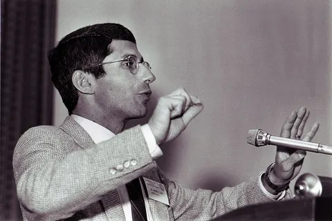 Dr. Anthony Fauci delivering an AIDS-related talk in 1985. Credit: NIAID