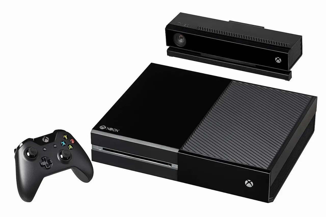The Xbox One console, shown with the controller and the Kinect. Released in 2013 in North America and select markets, it is the third video game console made by Microsoft and succeeds the Xbox 360.