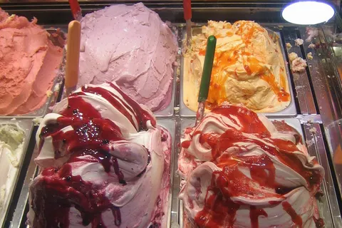 It's a picture of an Italian ice-cream shop in Rome, Italy