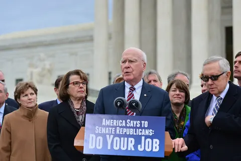 STANDING IN FRONT OF THE SUPREME COURT OF THE UNITED STATES, THE SENATE DEMOCRATIC CAUCUS WILL DEMAND THAT REPUBLICANS DO THEIR JOB, STOP IGNORING THE CONSTITUTION & COMMIT TO MEET WITH THE PRESIDENT’S SCOTUS NOMINEE & HOLD HEARINGS & A VOTE