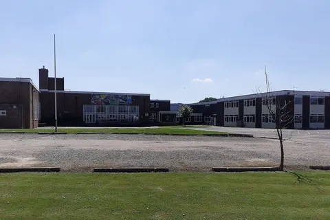 The updated outside of the school