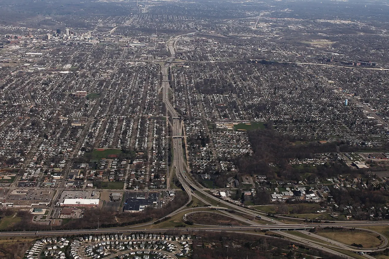 Aerial photo of Akron, Ohio.
