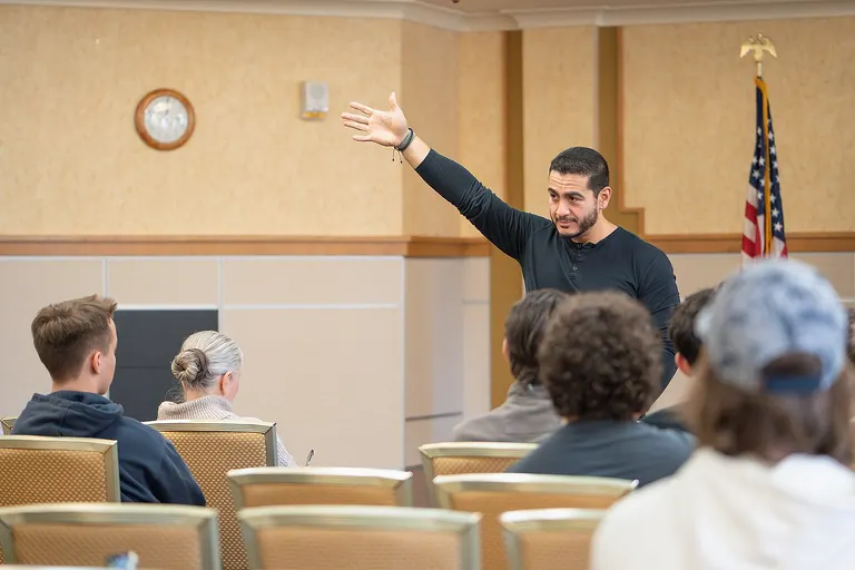 US Senate candidate for Michigan Abdul El-Sayed meets voters at Michigan Technological University. October 22, 2025