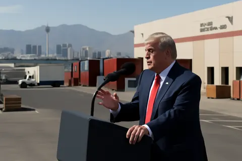 General business and trade setting with a clear real-world economic focal point.