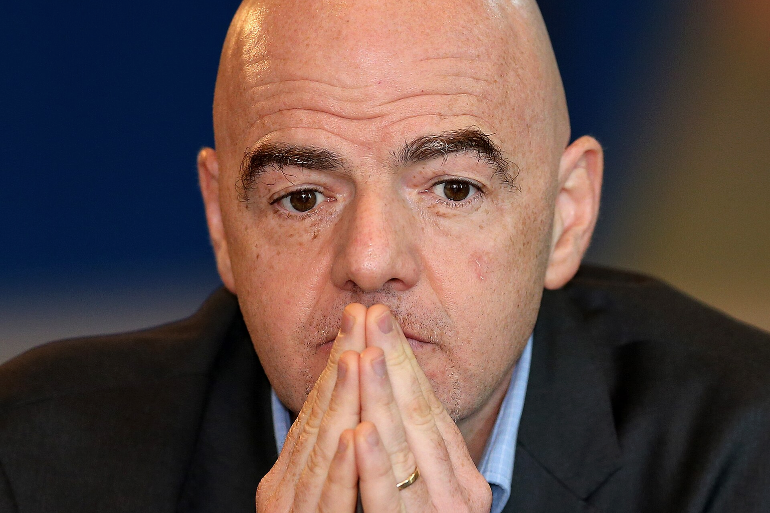 FIFA President Gianni Infantino at a Press conference in Doha. Doha Stadium Plus/Vinod Divakaran