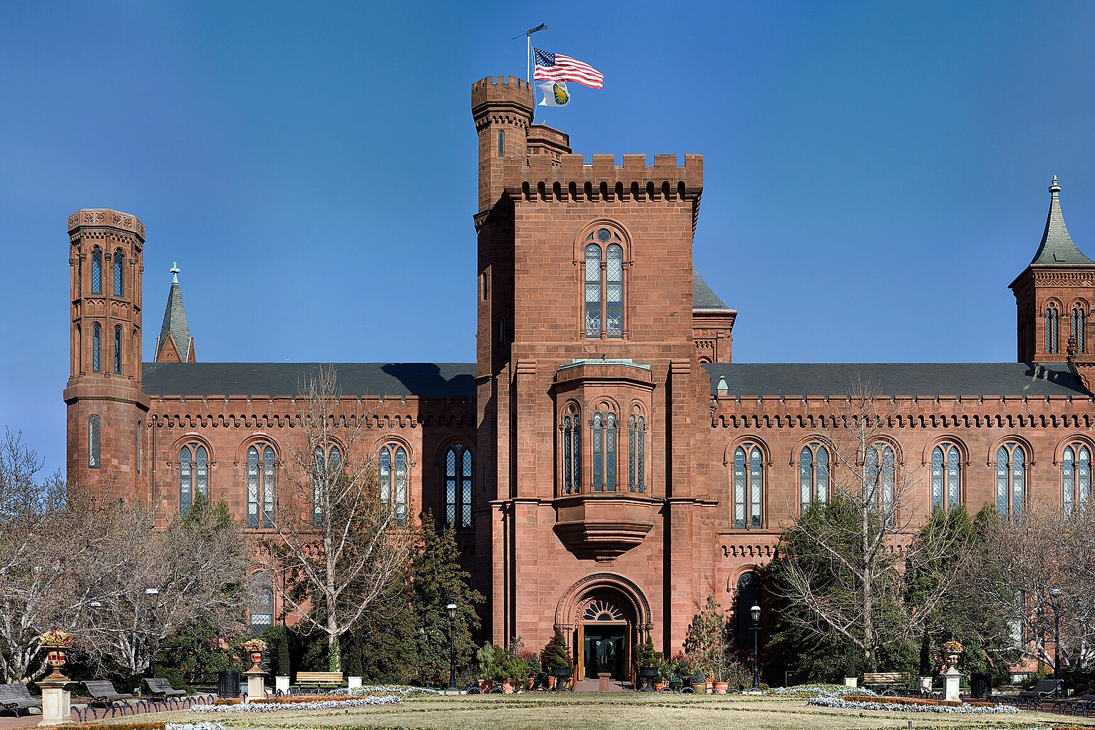 The Smithsonian Building in Washington D.C., United States. Edit of Wikipedia:Image:Smithsonian_Building.jpg to reduce luminance noise in the sky.