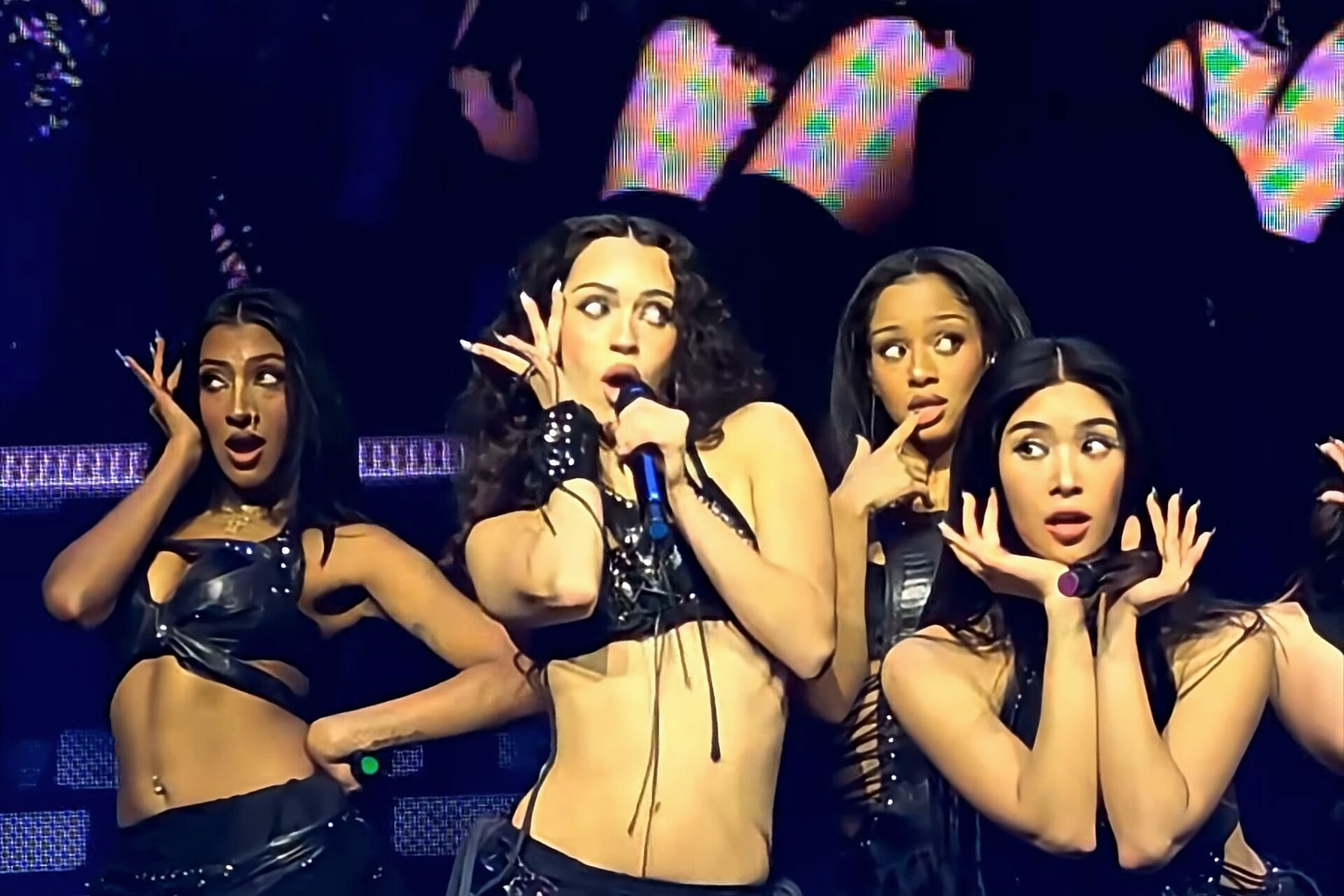 Katseye performing "Gameboy" at the Hollywood Palladium