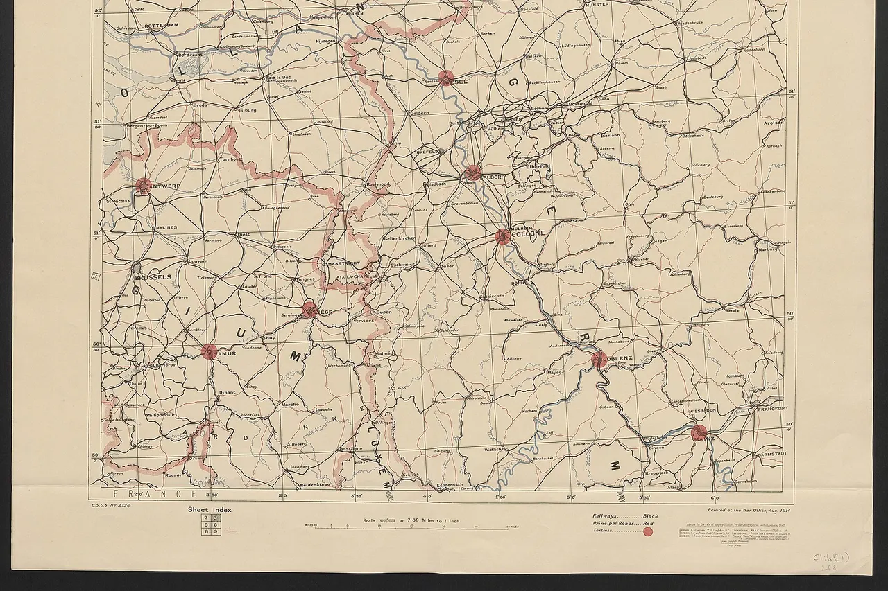WWI map from the collections of the National Library of Wales