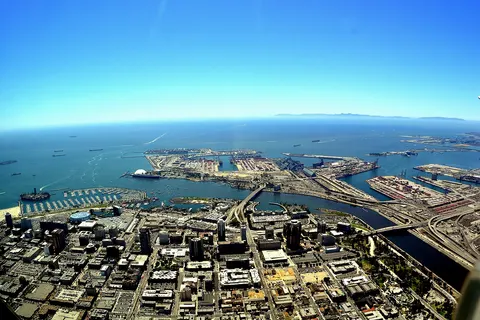 Aerial photograph of Long Beach — in Los Angeles County, California. Credits Photographer: Don_Ramey_Logan Please provide photographer credit if used outside Wiki projects.
