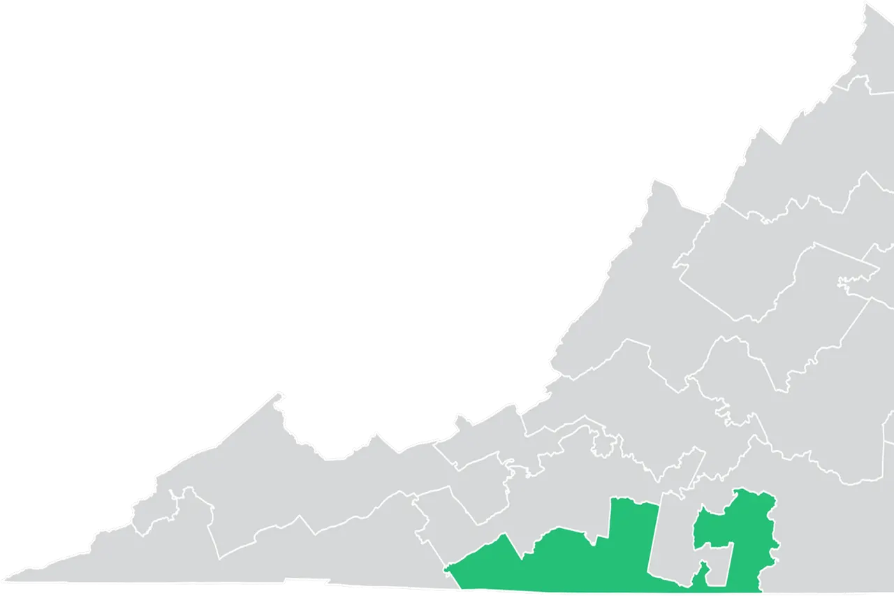 An outline of Virginia's 20th Senate district, created using public data on QGIS. These district boundaries were drawn in 2011 and will be redrawn following the 2020 census.