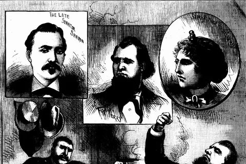 The Shooting of Judge Terry. Scenes in and about the Lathrop, Cal., depot where Marshal Nagle killed the famous husband of Sarah Althea Hill-Sharon-Terry