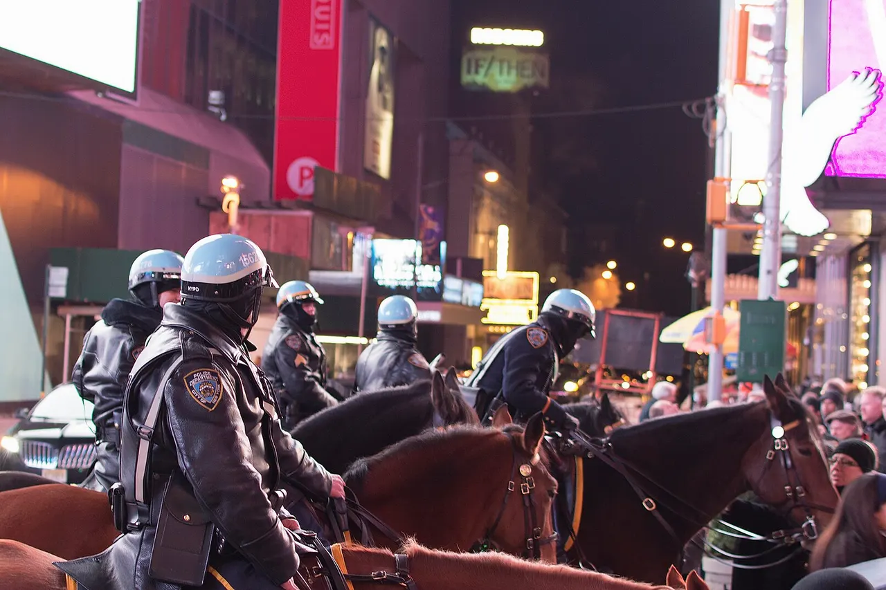New York City Police Department Mounted Police Officers Time Square photo Don Ramey Logan