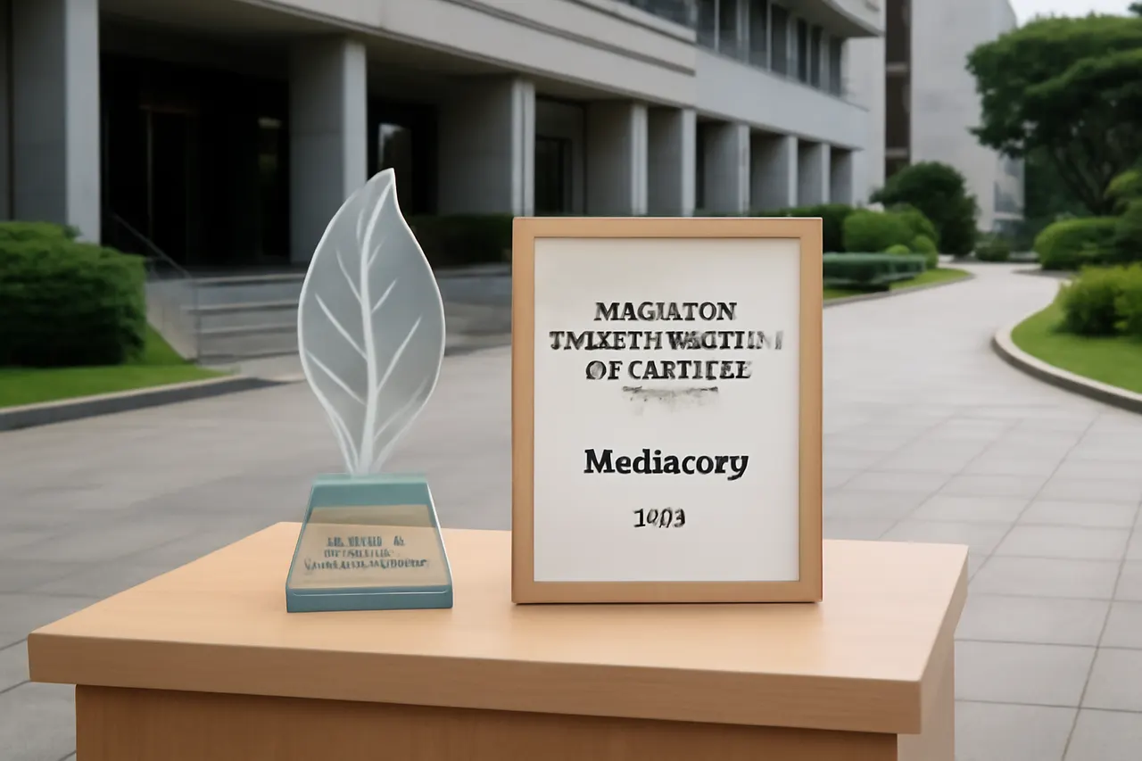 Grounded editorial scene illustrating Mediacorp was recognized for its strong environmental practices and efforts to raise public awareness in support of Singapore's sustainability goals.