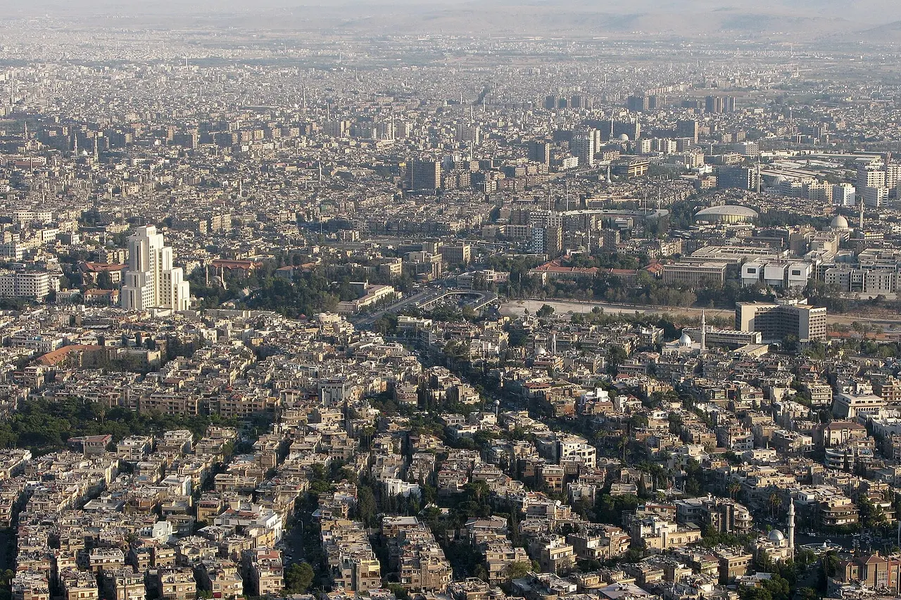 Damascus was built in a strategic site on a plateau 680 m above sea level and about 80 km inland from the Mediterranean. Damascus, Syria.