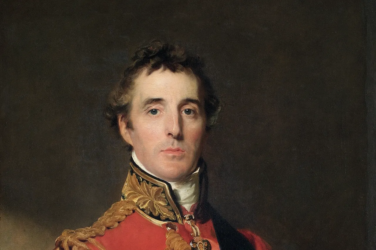The Duke of Wellington is standing at half-length, wearing Field Marshal’s uniform, with the Garter star and sash, the badge of the Golden Fleece, and a special badge ordered by the Prince Regent to be worn from 1815 by Knights Grand Cross of the Military Division of the Order of the Bath who were also Knights Companion of the Order of the Garter.