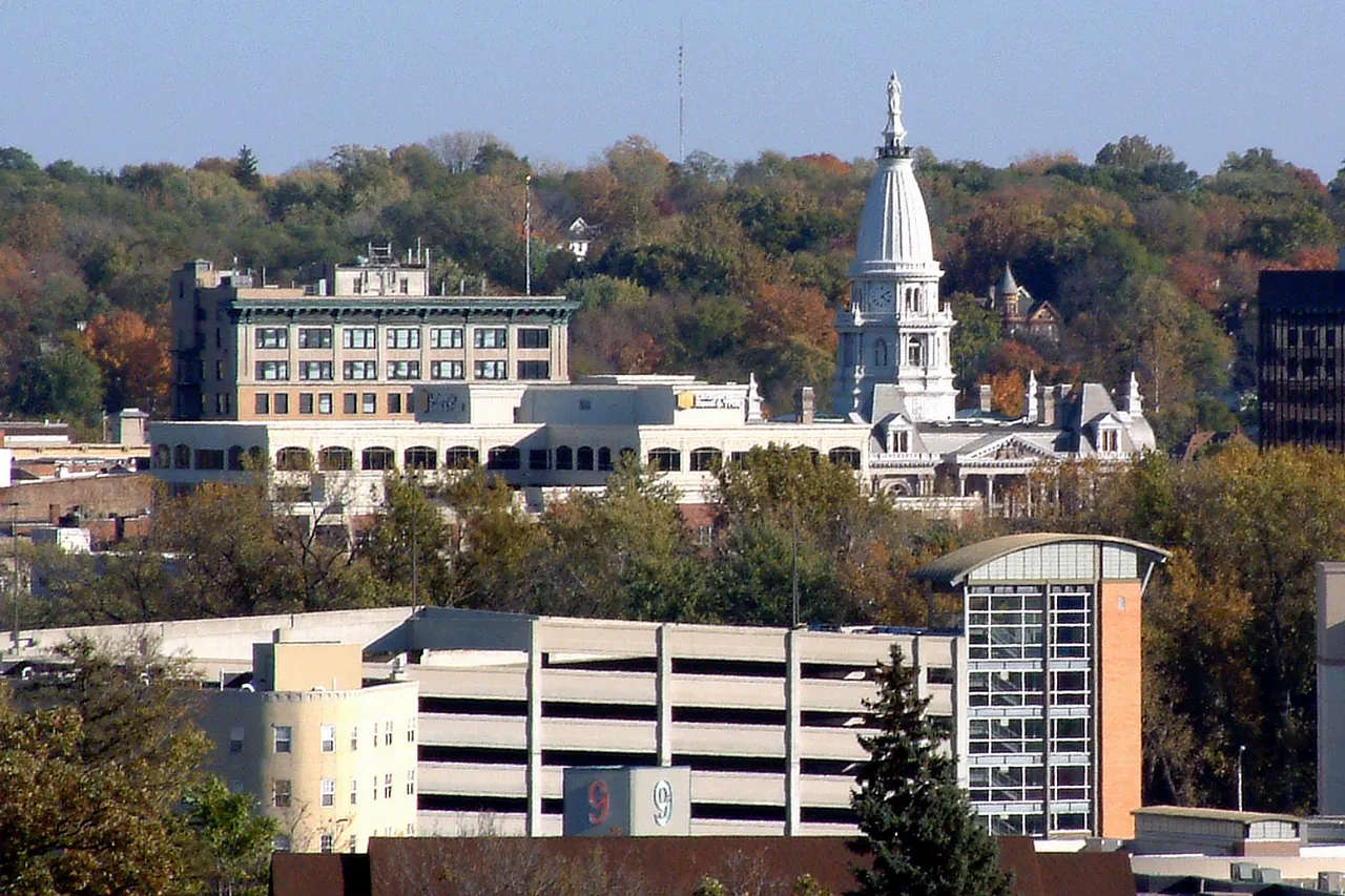 Looking east toward downtown Lafayette from West Lafayette in Tippecanoe County, Indiana .